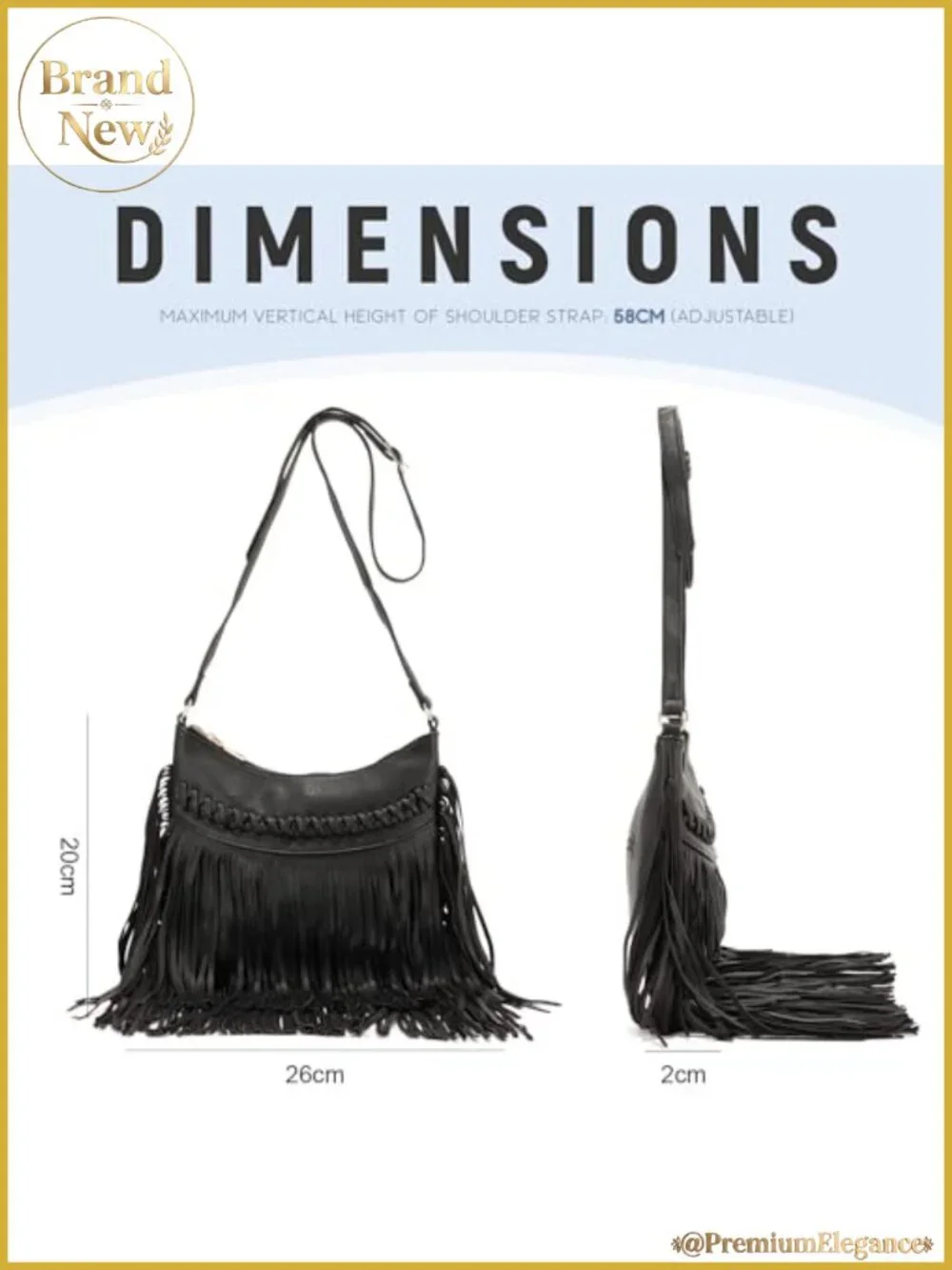 Vegan Leather Fringe Tassel Hobo Crossbody Bag Western Shoulder Purse